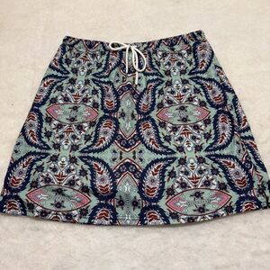 Elegant Paisley Mini Skirt - Blue and Pink